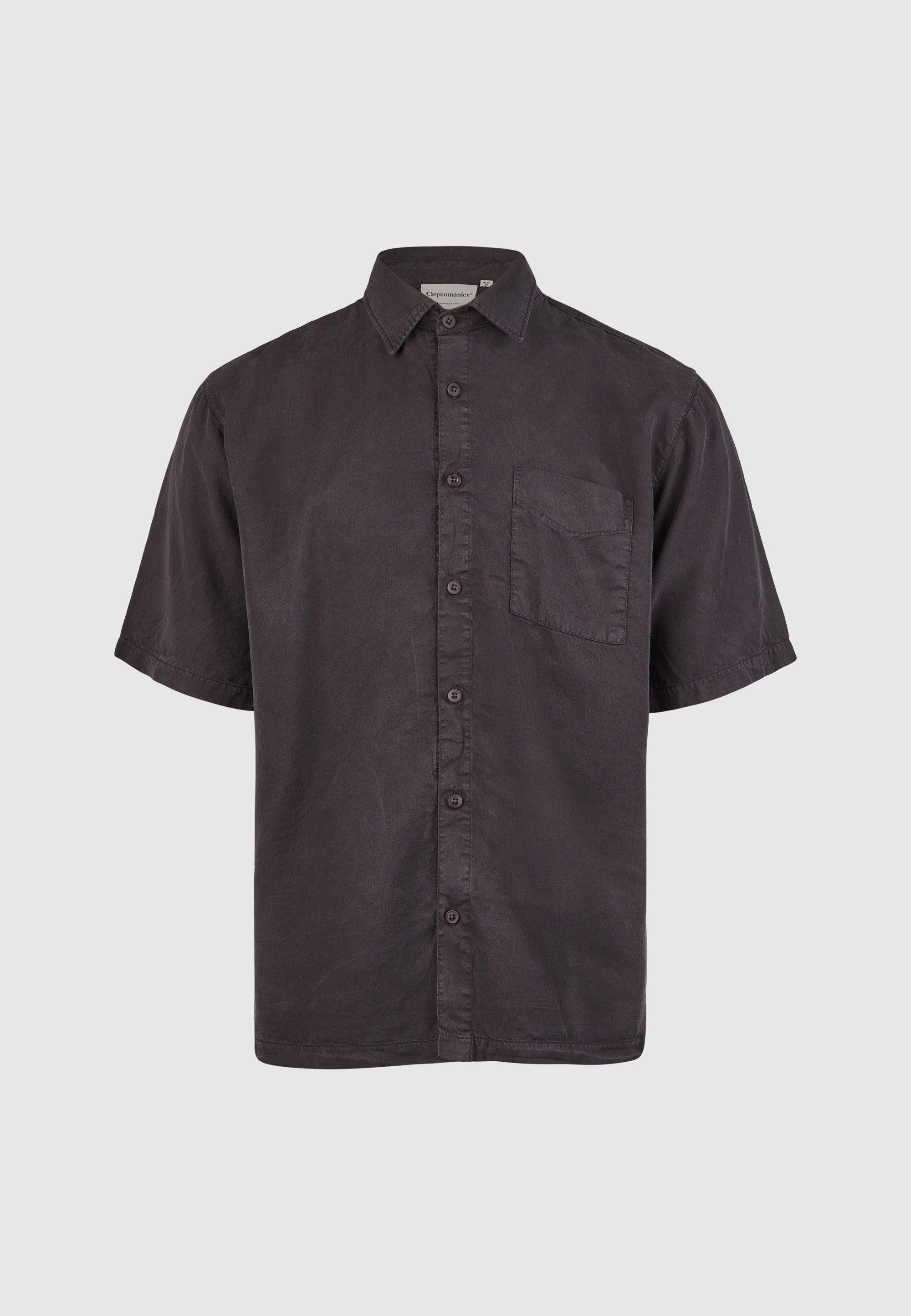 Cleptomanicx Blue Graphite Oversized Easy Shirt Kurzarm Hemd Herren grau